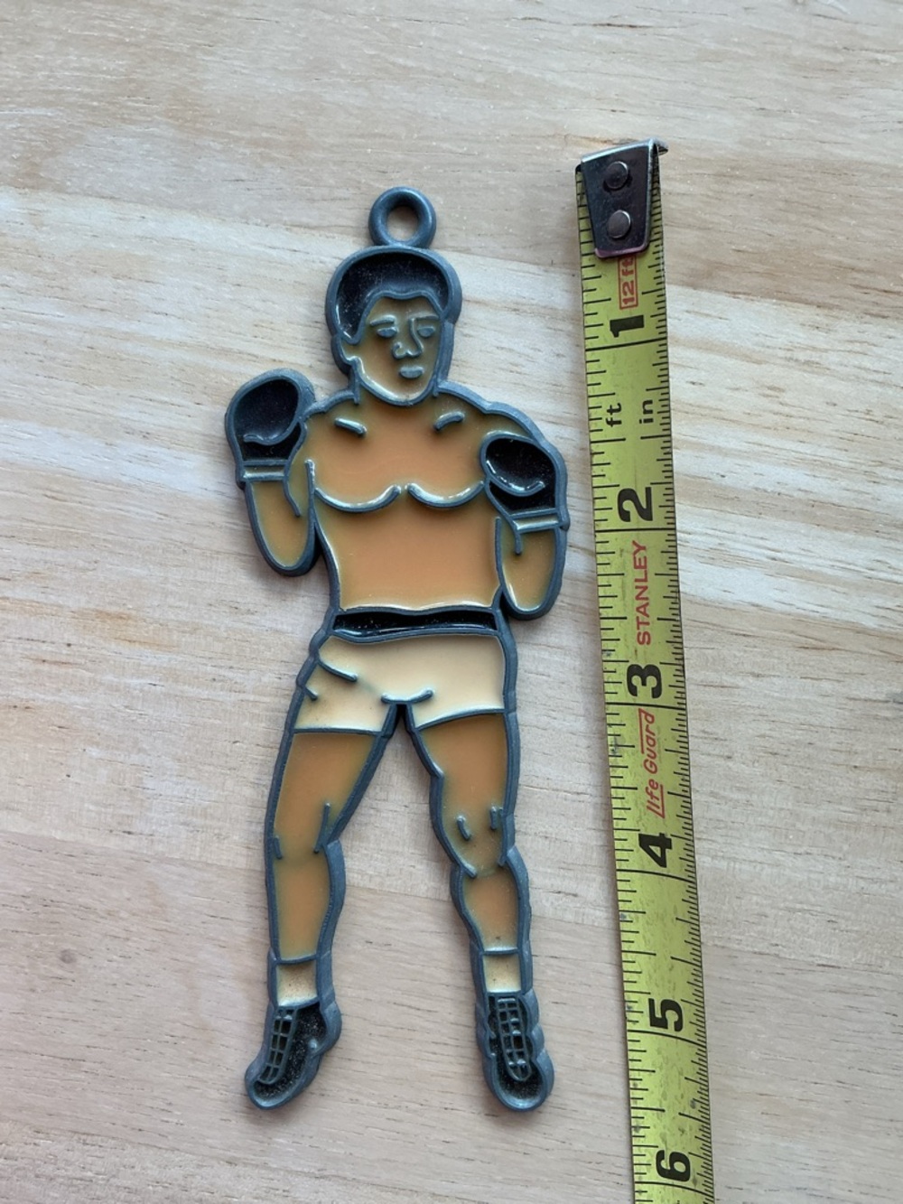 Vintage Enamel Boxing Fighter Stained Glass Suncatcher/Ornament